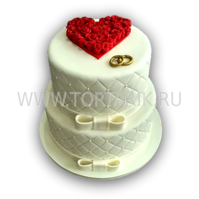 Заказать Свадебный торт в виде сердца STVS005256 - по цене от 2 760 руб. за  1 кг. с декором с доставкой по Москве