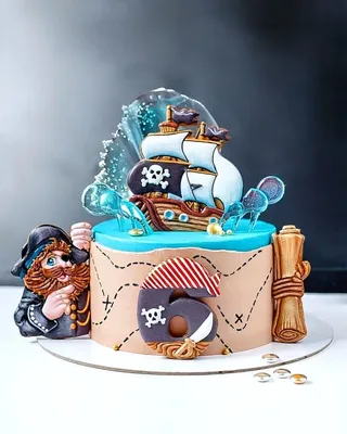 Детский торт пиратский корабль №3700 купить по выгодной цене с доставкой по  Москве. Интернет-магазин Московский Пекарь