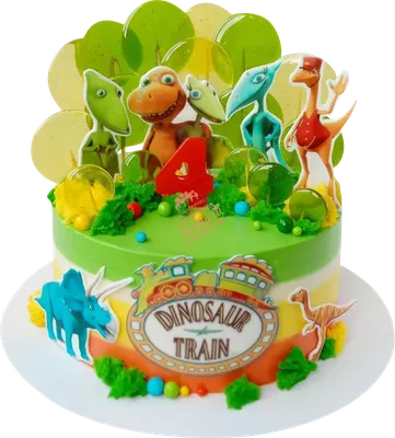 Съедобная Вафельная сахарная картинка на торт Поезд Динозавров 001.  Вафельная, Сахарная бумага, Для меренги, Шокотрансферная бумага.