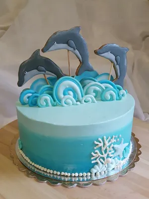 Торт на день рождения без мастики. Топперы дельфины. Dolphin toppers for  cake. Sea cake. Birthday cake. | Dolphin cakes, Cake, Boys first birthday  cake