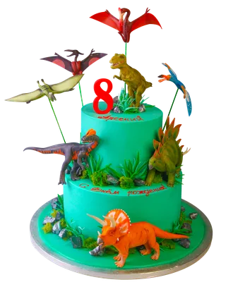 Торт с динозаврами с пряниками (6) - купить на заказ с фото в Москве