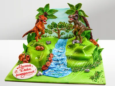 Торт с динозаврами №00324 купить в Москве по низкой цене | Кондитерская  Тортольяно