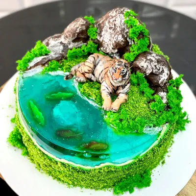 Торт с тигренком на заказ с доставкой недорого, фото торта, цена в интернет  магазине кондитерской
