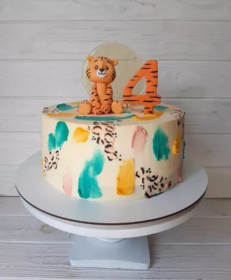 Торт с головой тигра на боку торта — на заказ по цене 950 рублей кг |  Кондитерская Мамишка Москва