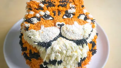 Новогодний торт мордочка тигра № n12 стоимостью 2 650 рублей - торты на  заказ ПРЕМИУМ-класса от КП «Алтуфьево»