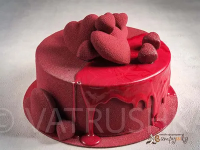 торт праздничный сердце без мастики №2101 на заказ в кондитерской «Любава»  с доставкой