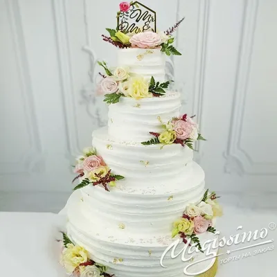 Двухцветный свадебный торт (На Заказ) Купить С Доставкой В Москве!