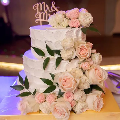Свадебный торт без мастики одноярусный - 80 фото