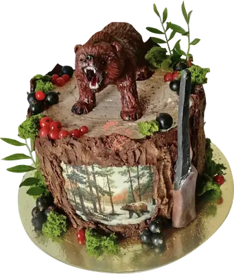Торт Кастрюля с ягодами и фигурками Маши и Медведя