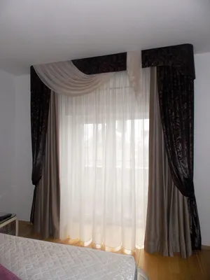Трехцветные шторы в спальне - Ремонт без проблем
