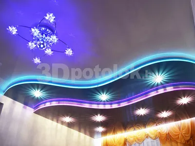 Трёхуровневый натяжной потолок с подсветкой в прихожую ⋆ Проекты Potolki5.by