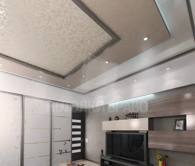 Трёхуровневый натяжной потолок с подсветкой в прихожую ⋆ Проекты Potolki5.by
