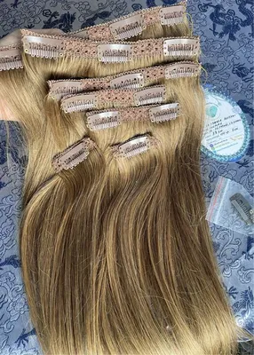 Волосы на заколках набор коричневые №2/30 светло-коричневые ровные трессы  из 6 тресс 16
