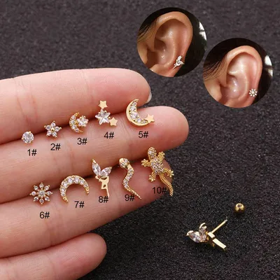 Каффы серьги на уши набор из 3 штук купить по цене 300 ₽ в  интернет-магазине KazanExpress