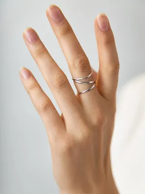 Кольца :: Кольца из серебра :: Широкое тройное кольцо Liquid