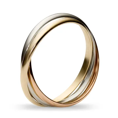 Тройное серебряное кольцо с золотом Трио - купить по лучшей цене в Miss  Silver