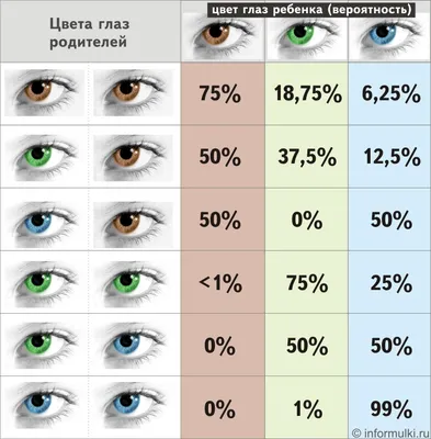 От чего зависит цвет глаз у человека: таблица зависимости. Как наследуется цвет  глаз. Как передается доминантный цвет глаз