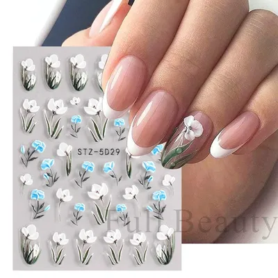 Цветы на ногтях (дизайн для коротких ногтей обычными лаками) | Flower Nails  Tutorial | KSEVA - YouTube