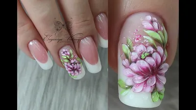 Цветы на ногтях. Акварельный дизайн | Watercolor nail art - YouTube