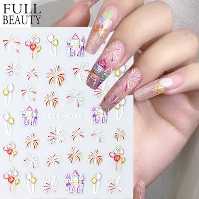 Купить 3D цветок бабочка стикер для дизайна ногтей элегантный лист цветочный  дизайн наклейки для дизайна ногтей DIY маникюрные украшения | Joom