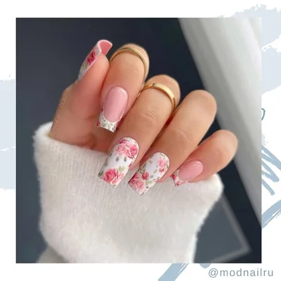 Маникюр с цветами: тренды и новинки 2024 | Stylish nails designs, Square  nails, Short square nails