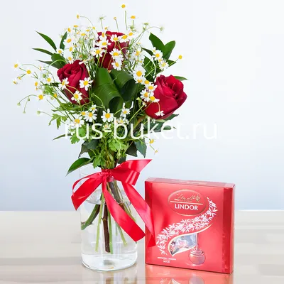 Заказать цветы и конфеты в одной коробке FL-203 купить - хорошая цена на  цветы и конфеты в одной коробке с доставкой - FLORAN.com.ua