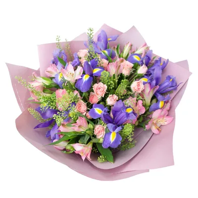 Букет из тюльпанов и ирисов - купить в Москве по цене 2690 р - Magic Flower