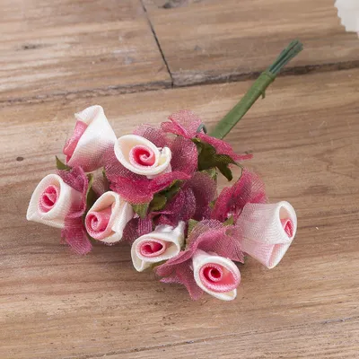 Роза фатин 2 см, белая, упаковка 12 пучков (144 шт.)