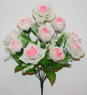 Букеты искусственных роз с фатином Эмануэль, 51см