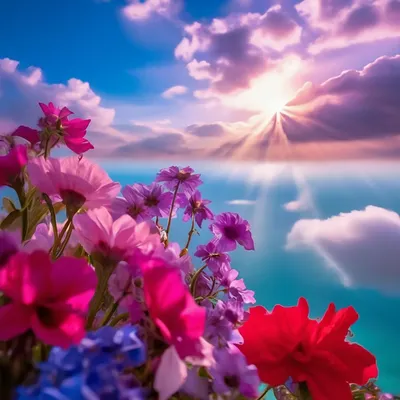 Розовые Цветы На Фоне Голубой Море — стоковые фотографии и другие картинки  Без людей - Без людей, Весна, Ветвь - часть растения - iStock