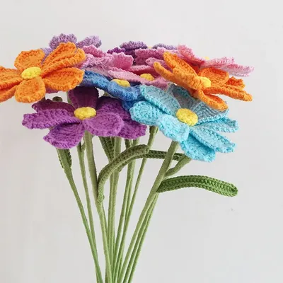 Вязание ручной работы многоцветный цветок гальсанг для домашнего декора, вязаные  крючком цветы из хлопчатобумажной пряжи, моющиеся вечные цветы, Свадебный  декор | AliExpress