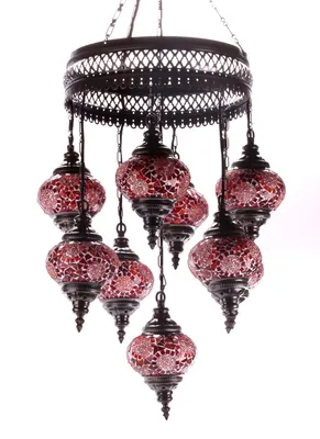 P7560U Люстра 7 плафонов, и другие люстры Турецкая Мозаика оптом! Купить  восточные люстры из Турции в интернет-магазине Караван.