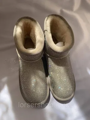 UGG Mini Crystal Bow Black Угги с бантом из страз черные| купить угги со  стразами в виде бантика недорого | угги со стразами