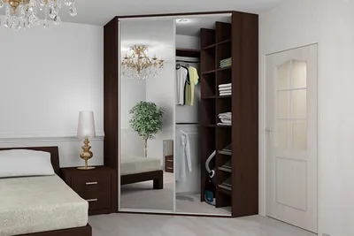 Угловая гардеробная в спальне на заказ - Айкон Мебель