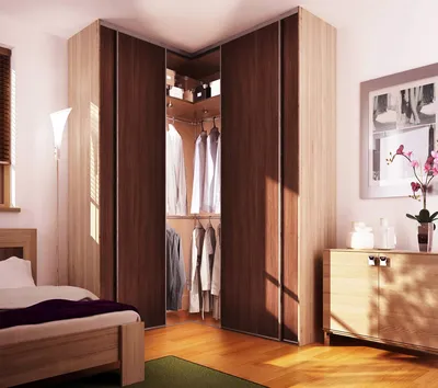 Угловой шкаф купе с зеркалом в спальню - бесплатный дизйн проект
