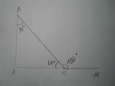 Один из внешних углов прямоугольного треугольника равен 120 градусов  Найдите острые углы - Школьные Знания.com