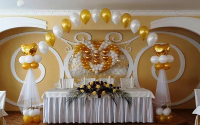 Оформление зала на юбилей, украшение помещения для празднования юбилея, как  оформить воздушными шарами