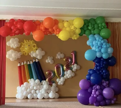 Оформление воздушными шарами детский сад выпускной decoration with balloons  kindergarten graduation - YouTube