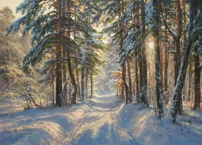 Утро в зимнем лесу, снег, …» — создано в Шедевруме