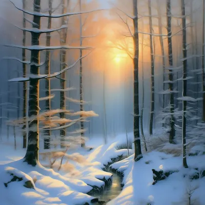 Фото Морозное утро в зимнем лесу