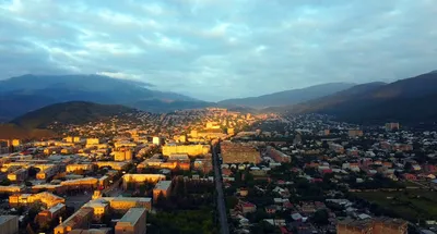 Aerial zoom in view Vanadzor city hall with city buildings panorama in  Armenia 7535499 Stock Video at Vecteezy