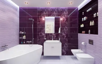 Ванная комната в фиолетово-сиреневых тонах: дизайн с фото
