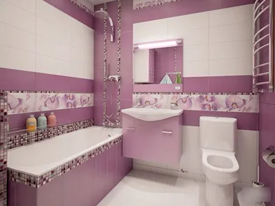 Ванная комната в сиреневом цвете - 67 фото