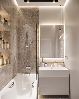 Интерьер маленьких ванных комнат в квартире (69 фото)