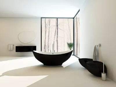 черно-белая ванная black and white bathroom | Интерьер ванной комнаты, Белая  ванная, Интерьер