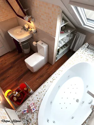 Дизайн ванной комнаты на мансардном этаже • Energy-Systems