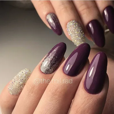 Вечерние ногти, Вечерний дизайн ногтей, Вечерний маникюр, Дизайн овальных  ногтей, Идеи вечернего маникюра, Маникюр под вечер… | Plum nails, Purple  nails, Oval nails