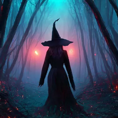 ведьма в руинах в ночном лесу Фото Фон И картинка для бесплатной загрузки -  Pngtree