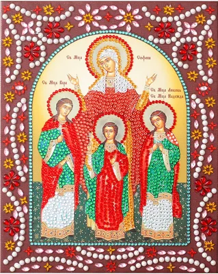 Писаная икона Святые мученицы Вера, Надежда, Любовь и мать их София Римские  купить с доставкой - Иконный Двор