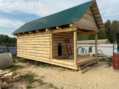 Баня 4х4 из рубленного бревна с верандой Р007 под ключ в Нижнем Новгороде